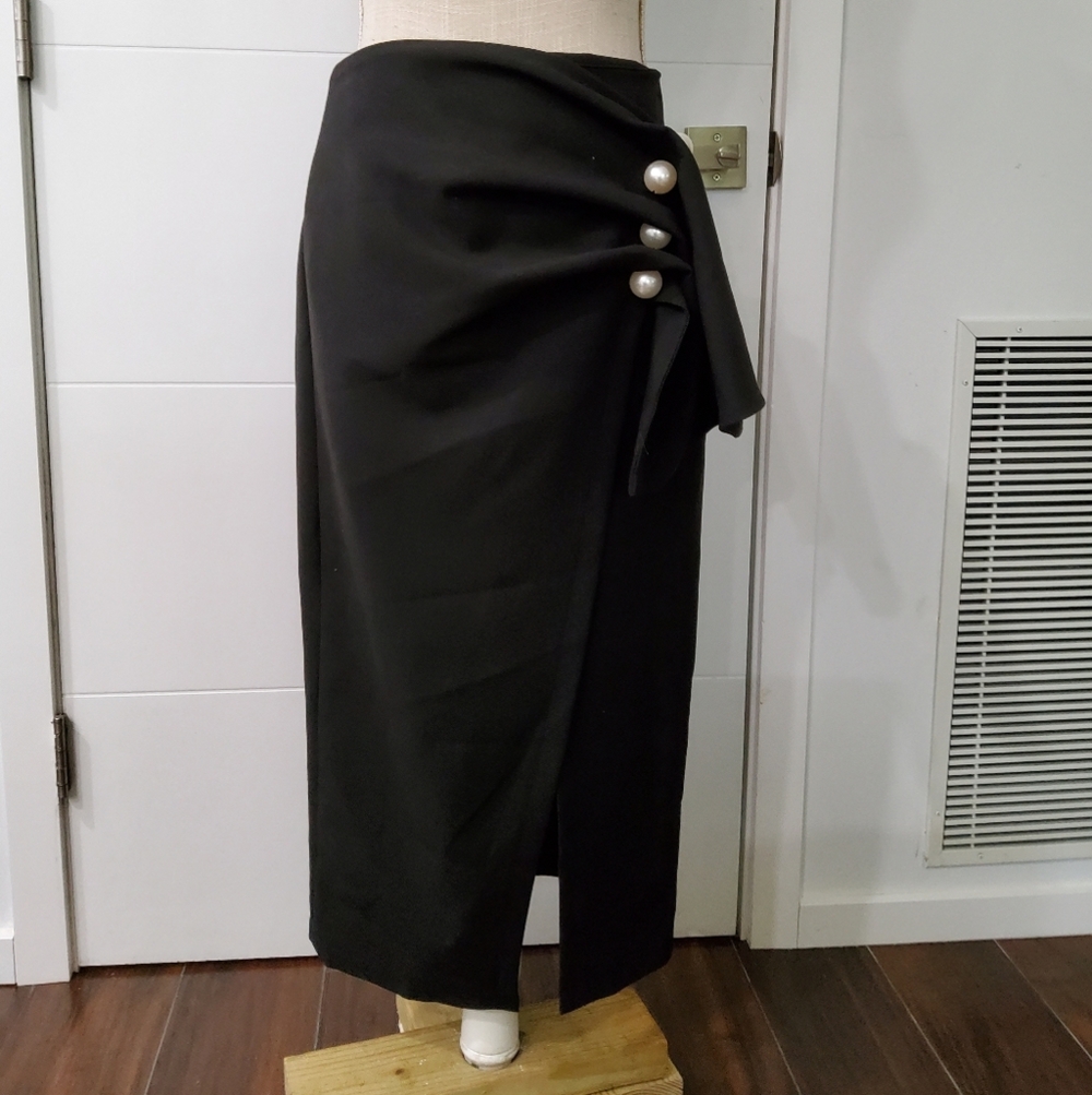 INA Pearl Accents Midi Skirt Size M